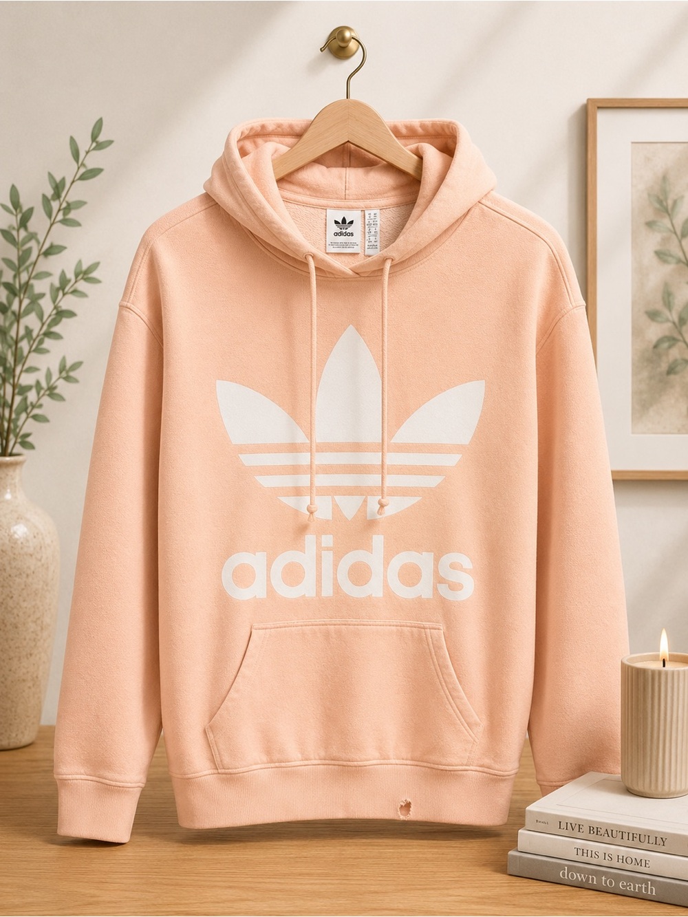 adidas Peach Trefoil Pullover Hoodie
